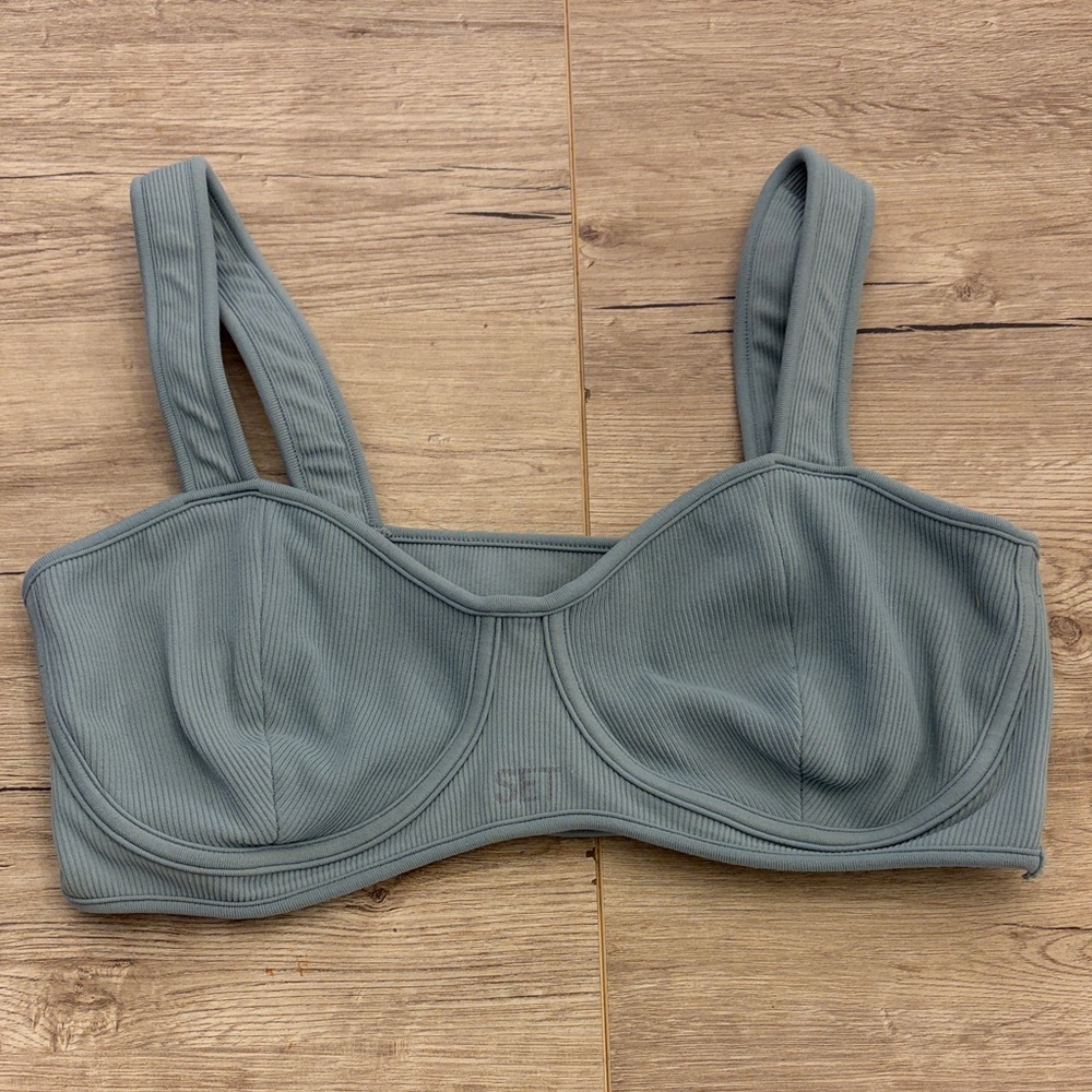 Set Ribbed Bralette in Sage Green